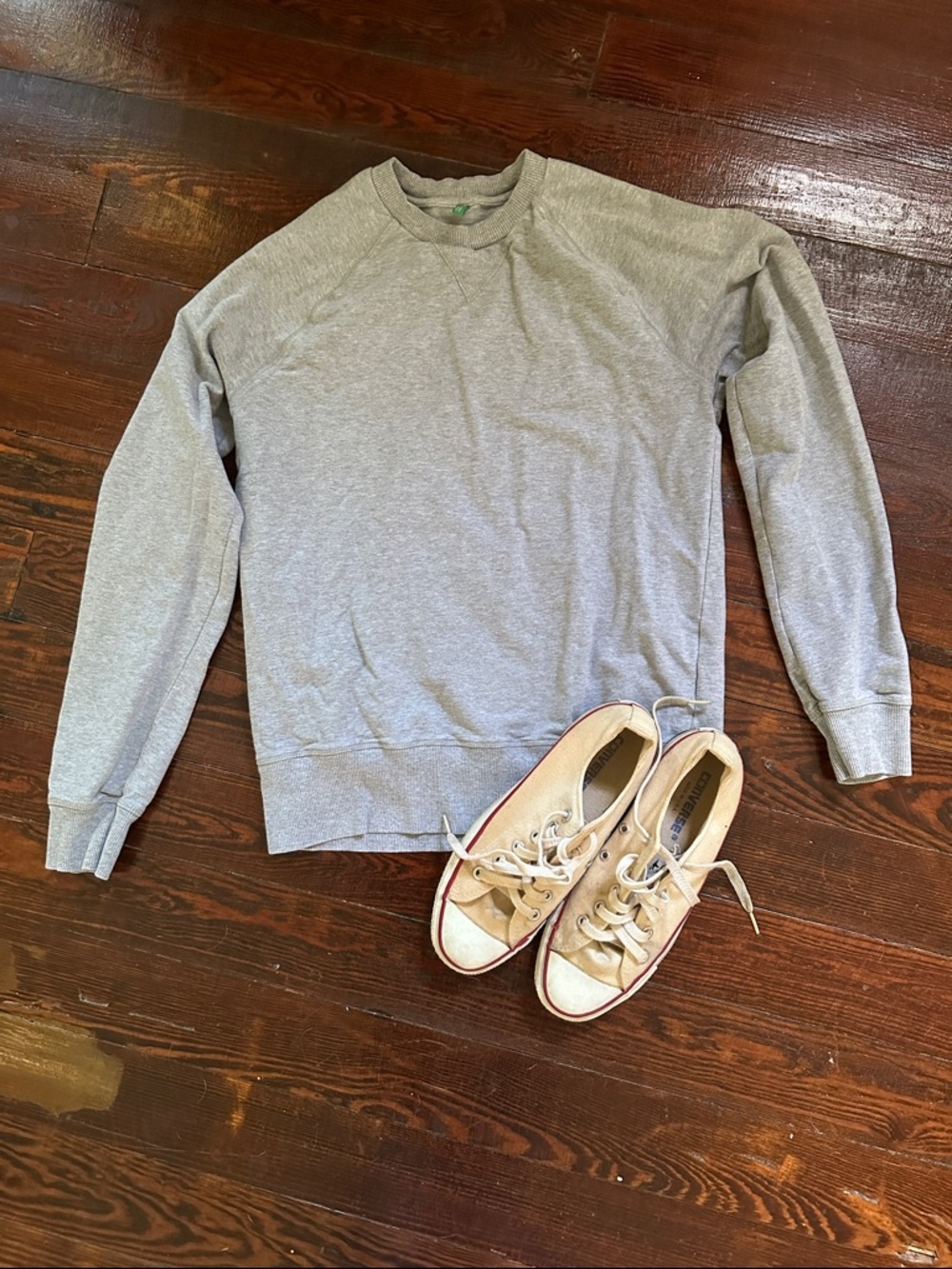 United Colors Of Benetton Womens Light Gray Crewneck Sweatshirt Size Small